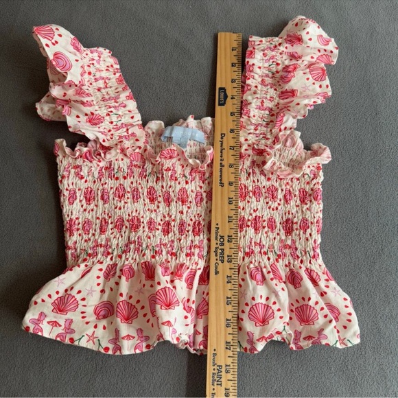 Hill House Ellie Crop Top in Mermaid 2XL Pink Retro Shells Novelty Print Whimsy - Picture 5 of 8